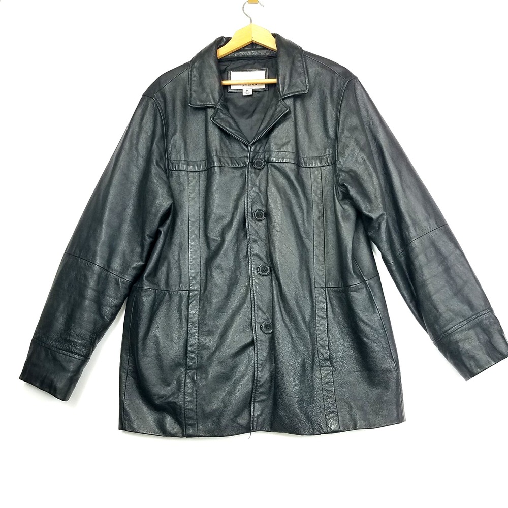 VTG Wilsons Leather M. Julian Jacket Size M Black Front Buttons Missing Liner